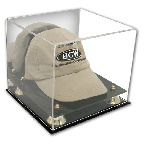 Baseball Cap And Ball Display Case With Acrylic Base With Risers Free Name Plate 