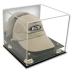BASEBALL CAP - HAT WALL MOUNT ACRYLIC DISPLAY CASE WITH GOLD RISERS