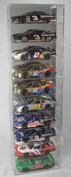 1/24 SCALE 10 CAR TALL DIECAST DISPLAY CASE - 10 FREE NAME PLATES
