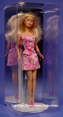 DOLL ACRYLIC DISPLAY CASE FOR 1 BARBIE SIZE DOLL ON A STAND