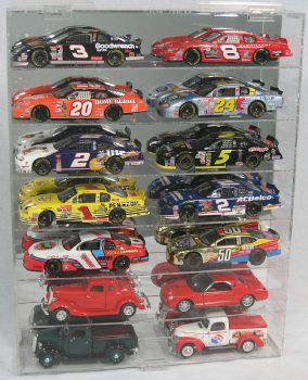 1/24 SCALE 14 CAR DIECAST ACRYLIC DISPLAY CASE - 14 FREE NAME PLATES