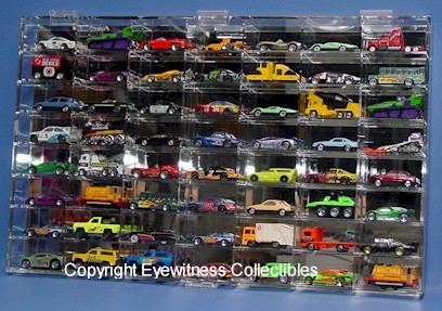 1/64 SCALE DIECAST ACRYLIC DISPLAY CASE - 56 MATCHBOX - HOT WHEELS CARS