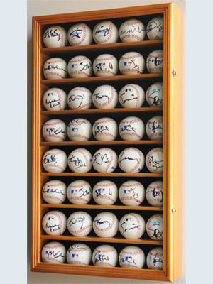 40 Baseball Display Case Cabinet w/ UV acrylic door 40 FREE PLATES