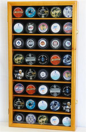 40 Hockey Puck Display Case Cabinet w/ UV acrylic door
