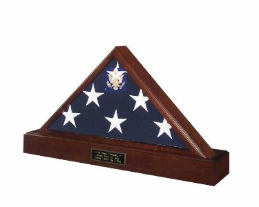 FIVE STAR MEMORIAL BURIAL CASKET FLAG DISPLAY CASE W/STAND