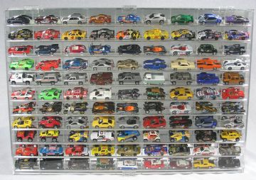 1/64 SCALE DIECAST ACRYLIC DISPLAY CASE - 99 MATCHBOX - HOT WHEELS CARS