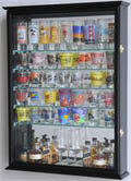 Mirror Backed and 7 Glass Shelves Shot Glasses Display Case Cabinet