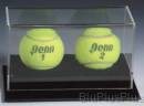 DOUBLE (2) TENNIS BALL ACRYLIC DISPLAY CASE WITH BLACK BASE