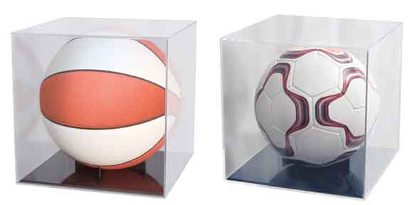 BALL QUBE BASKETBALL SOCCER BALL DISPLAY CASE - 98% UV PROTECT