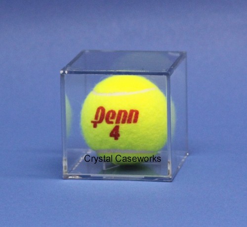 BALL QUBE TENNIS BALL ACRYLIC DISPLAY CASE - BUILT IN STAND