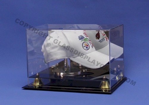 Baseball Cap And Ball Display Case With Acrylic Base With Risers Free Name Plate 