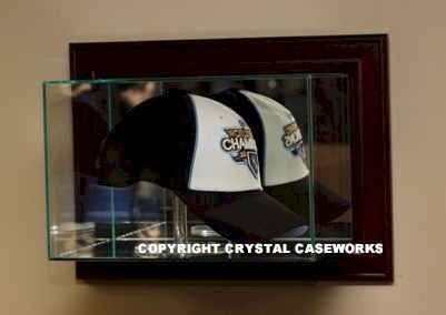 ETCHED GLASS CAP / HAT DISPLAY CASE FOR FULL CAP - WALL MOUNT
