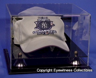 BASEBALL CAP - HAT ACRYLIC DISPLAY CASE WITH GOLD RISERS