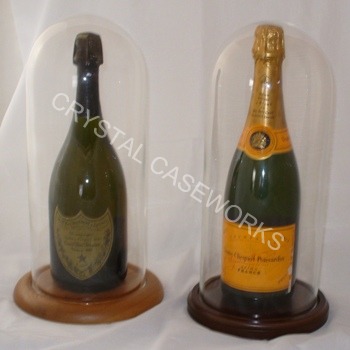 SINGLE CHAMPAGNE BOTTLE ROUND GLASS DISPLAY DOME