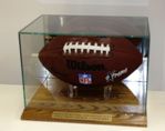 FOOTBALL RECTANGLE GLASS DISPLAY HOLDER - SOLID WOOD BASE