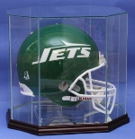ETCHED GLASS FULL SIZE FOOTBALL HELMET DISPLAY CASE - CUSTOM STAND