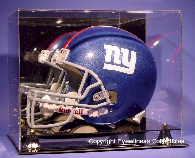FOOTBALL HELMET ACRYLIC DISPLAY CASE WITH GOLD RISERS