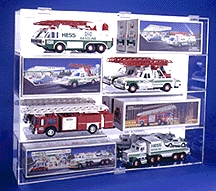 8 HESS TRUCK OR FIRE ENGINEACRYLIC DISPLAY CASE - 8 FREE NAME PLATES