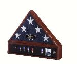 TRADITIONAL BURIAL CASKET MEMORIAL FLAG DISPLAY CASE WITH MEDALS BASE