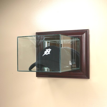 ETCHED GLASS CAP / HAT DISPLAY CASE FOR FOLDED CAP - WALL MOUNT