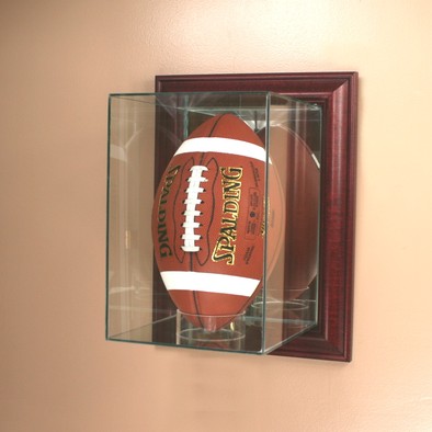 ETCHED GLASS FOOTBALL DISPLAY CASE – VERTICAL – WALL MOUNT