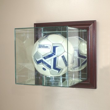WALL MOUNTED GLASS SOCCER BALL DISPLAY CASE